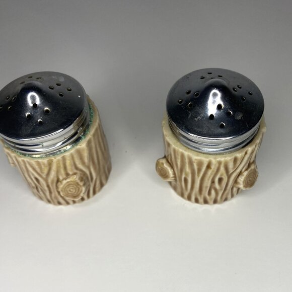 Tree Stump Branch Wood Look Ceramic Salt & Pepper Shakers - Picture 5 of 7